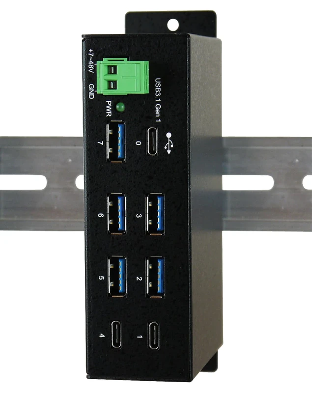 Exsys EX-1196HMS USB 3.0 (3.1 Gen 1) Type-C 5000Mbit/s Black Hub & Concentrator - Image 1