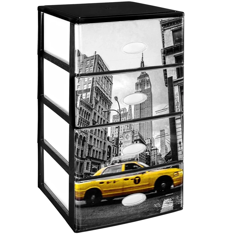 Great Plastic 2279 Set of 4 Stackable Drawers, Black, One Size