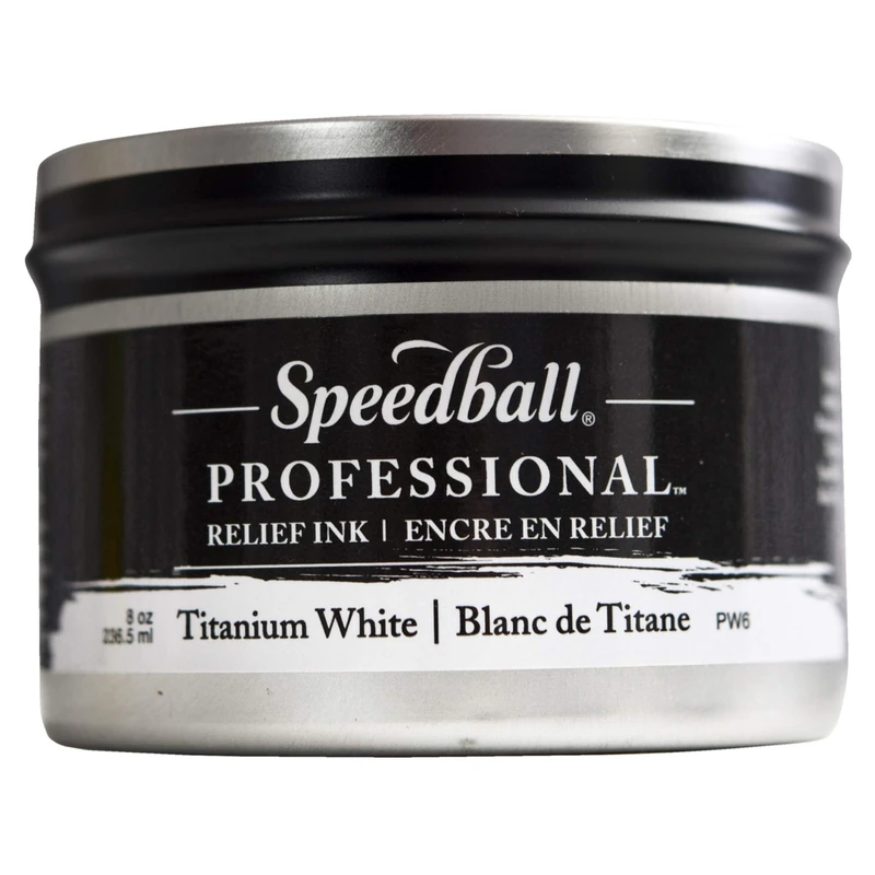 Speedball 8oz Professional Relief Ink Titanium White, For Block, Relief Printing, Linocut, Wood Cutting, Oil-Based