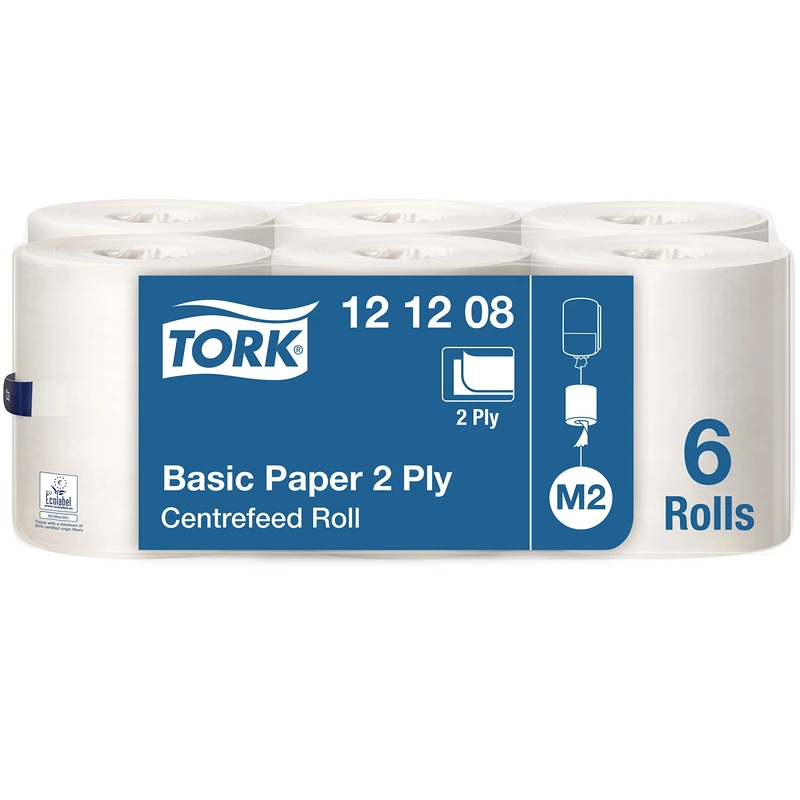 Tork Basic Centrefeed Wiping Paper White M2, Multipurpose Paper Towels, 6 x 121.5m, 121208