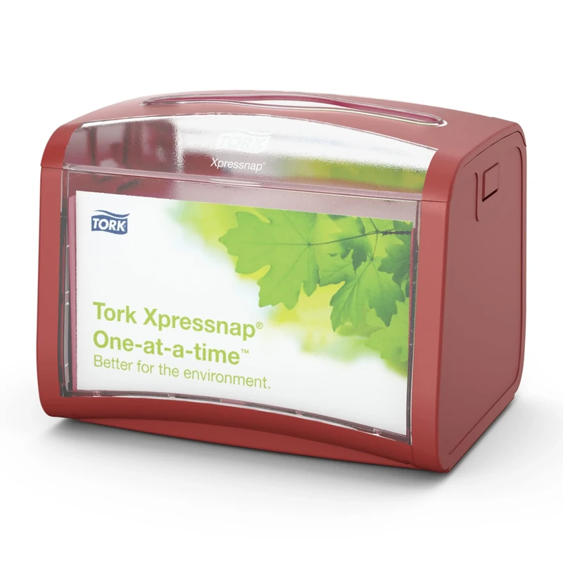 Tork 272612 Xpressnap Tabletop Napkin Dispenser N4 / Paper Dispenser Suitable for N4 Interfold Napkin Refills/Signature Design/Red