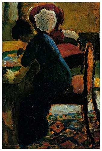 ArtPlaza Macke August-Elisabeth at the desk Decorative Panel, Wood, Multi-Colour, 60 x 1.8 x 90 cm - Image 1