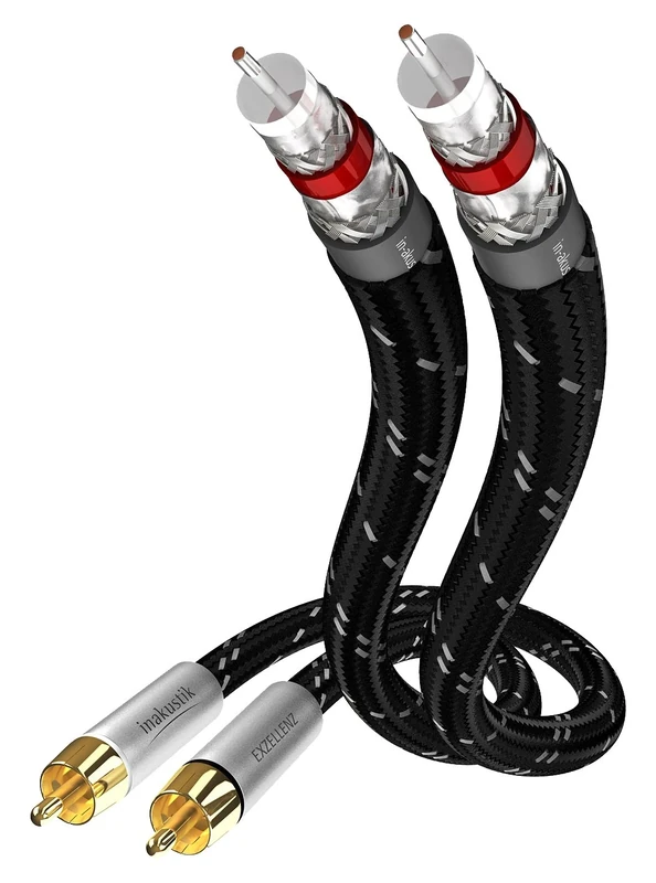 Inakustik 006041007 2 RCA Stereo Audio Cable 0.75 m for Source Audio DAC/preamp/Tuner/CD Player/Amplifier/Black/Silver