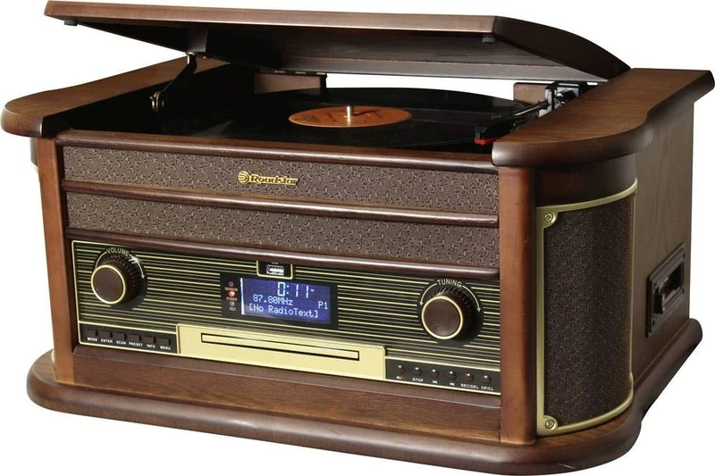 Roadstar HIF-1996D+BT Wood Turntable - DAB+ FM Bluetooth - Image 1
