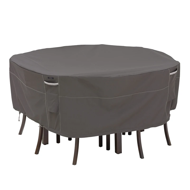 Classic Accessories Ravenna Water-Resistant 108 Inch Round Patio Table & Chair Set Cover, Outdoor Table Cover