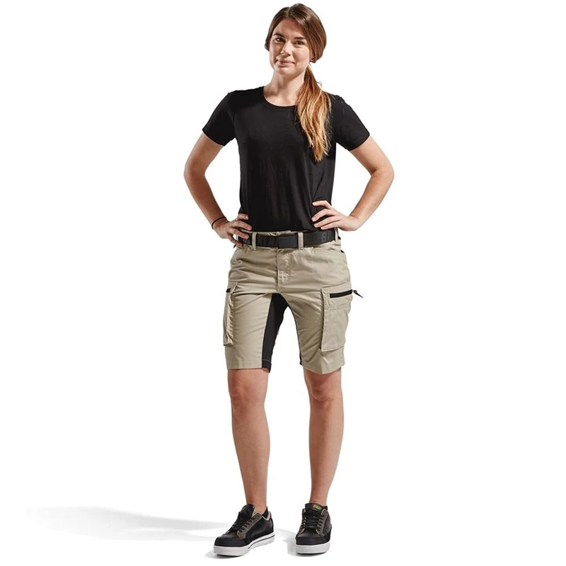 Blakläder 71491845 Women's Service Shorts Stretch, Stone/Black, C42 - Image 1
