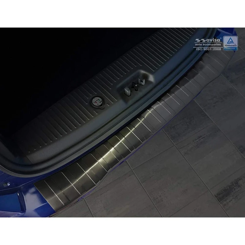 Avisa Black Stainless Steel Rear bumper protector compatible with Ford Tourneo Courier/Transit Courier 2014- 'Ribs'