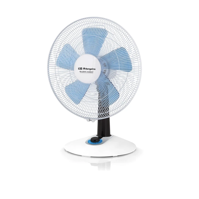 Orbegozo TF 0138 Silent Tabletop Fan, Oscillating, 4 Speeds, Turbo Function, LED Light, 45 W, White and Blue