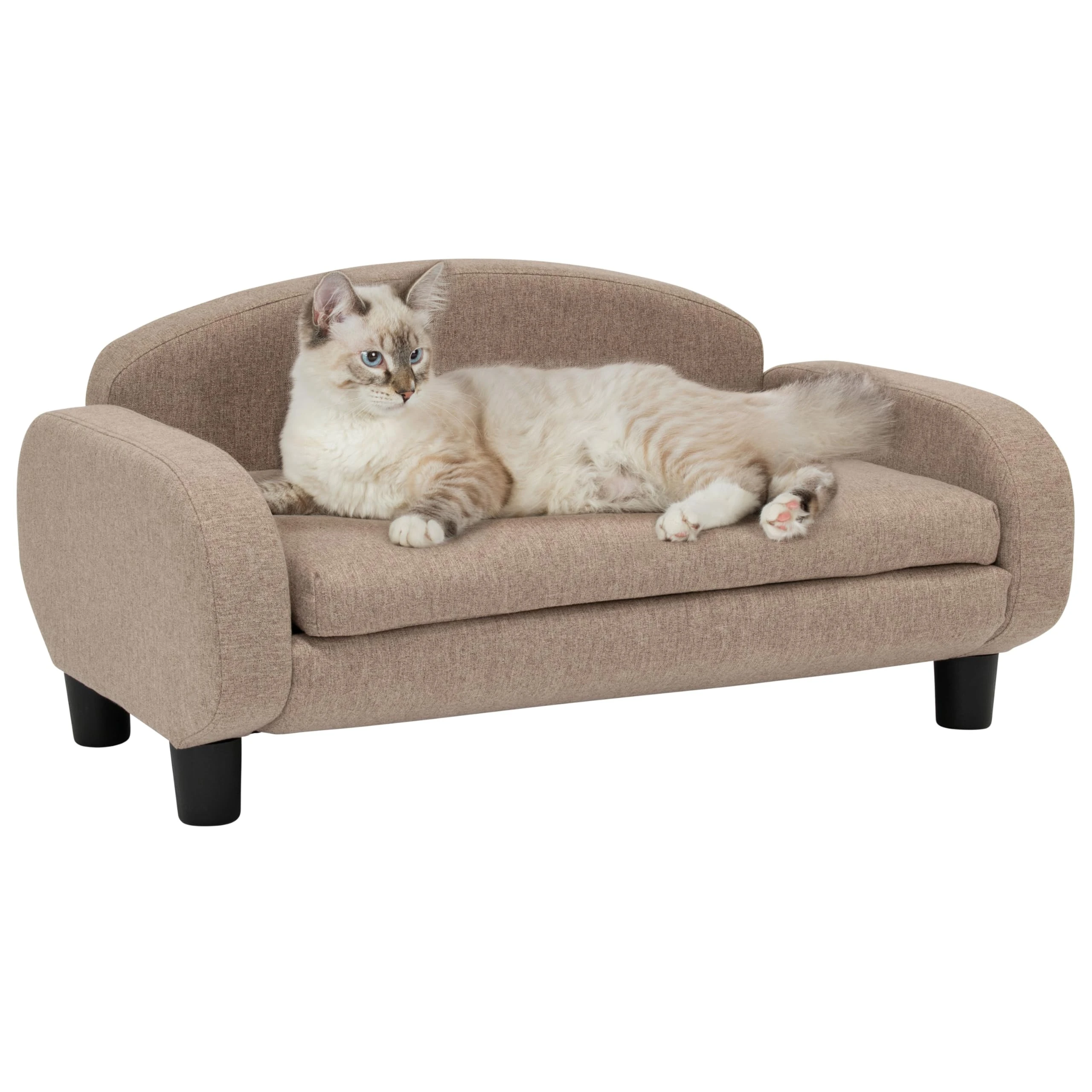 Paws & Purrs Modern Pet Sofa 31.5" Wide Low Back Lounging Bed with Removable Mattress Cover in Espresso/Sand