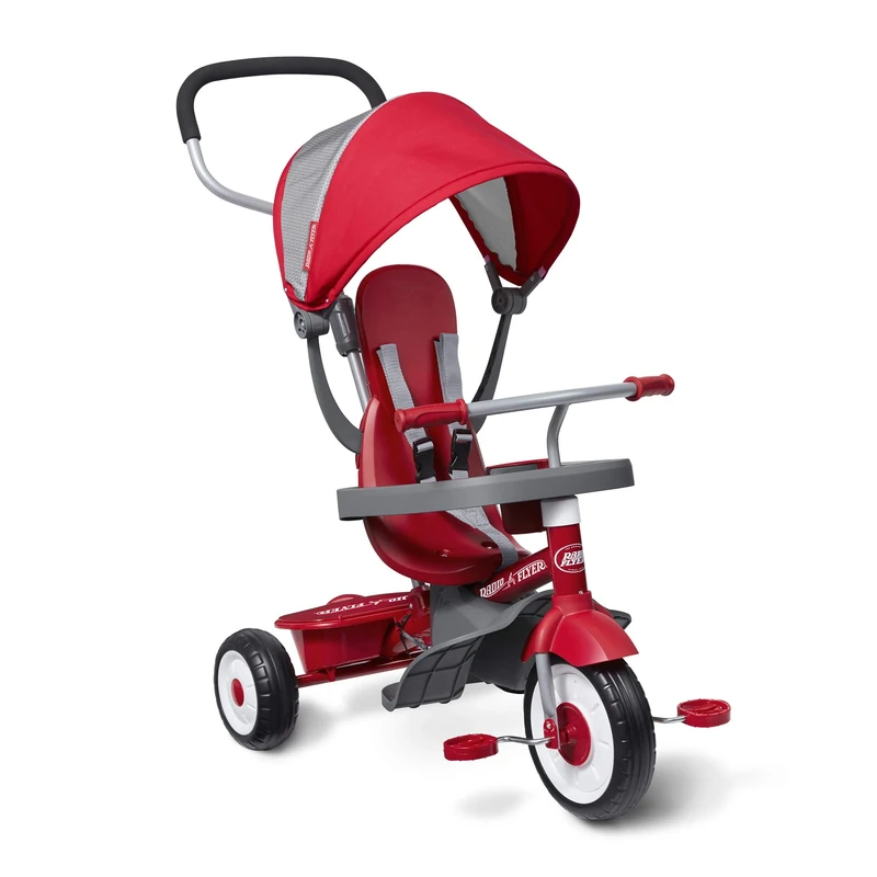 Radio Flyer 4-in-1 Stroll 'N Trike, Red Toddler Tricycle for Ages 9 Months -5 Years