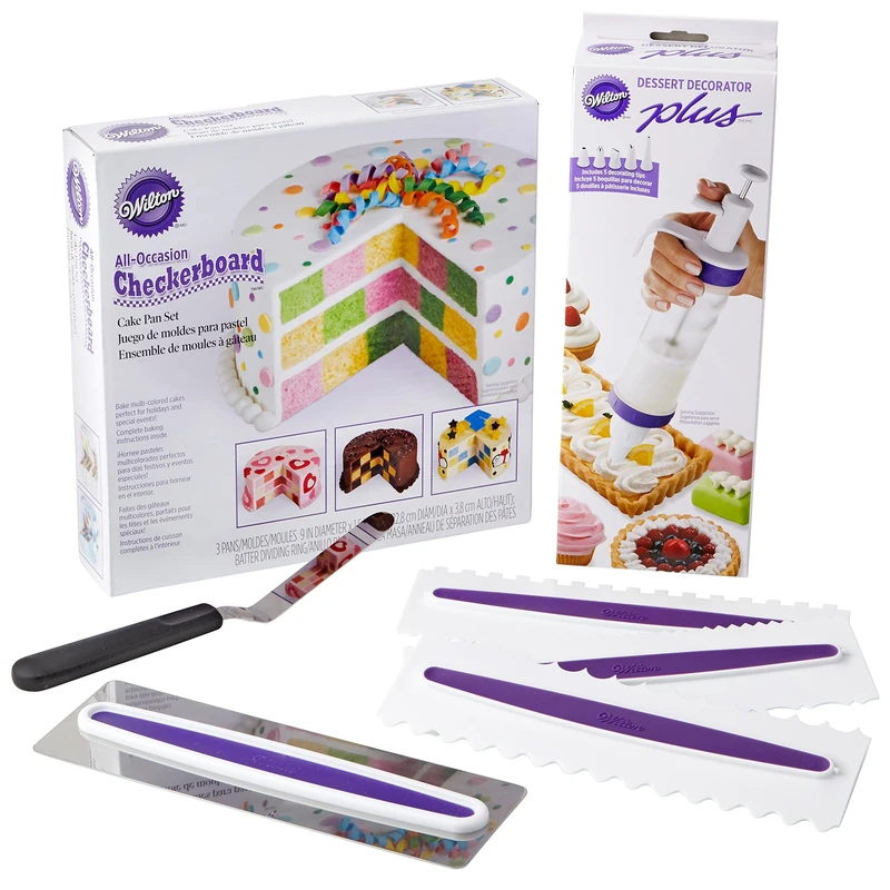 Wilton 2109-3821 Checkerboard Cake Decorating Set, Assorted