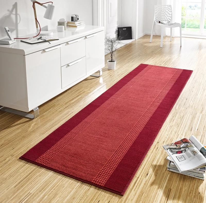 HANSE Home Rug Runner Band 80 x 450 cm - Carpet Runner Soft Short Pile Rug Modern Design Runner for Hallway, Bedroom, Children's Room, Bathroom, Living Room, Kitchen Decor Runner - Red
