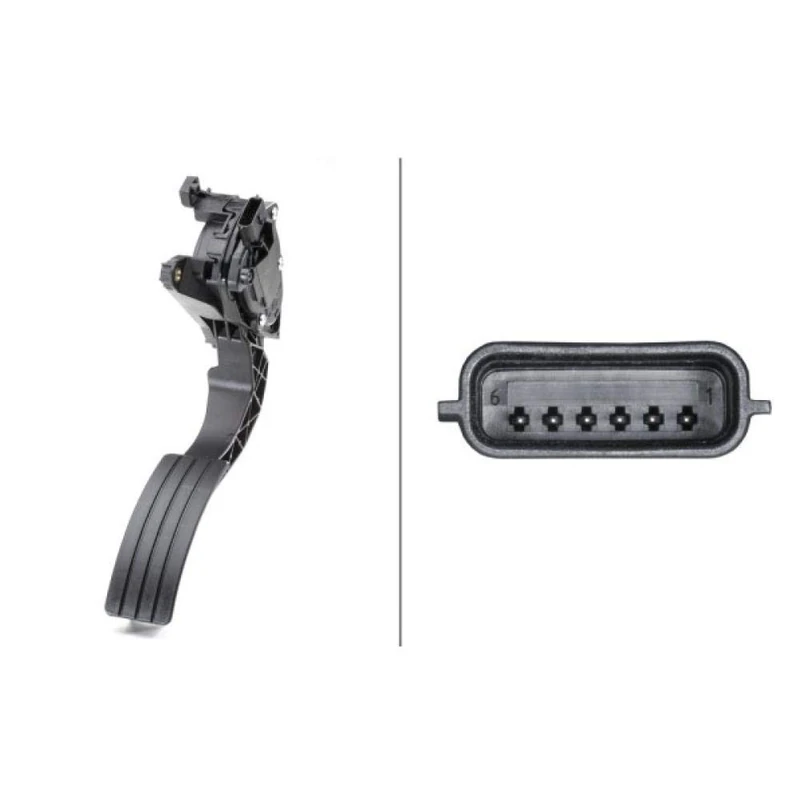 HELLA 6PV 009 978-731 Sensor, accelerator pedal position - for left-hand drive vehicles - 6-pin connector - Automatic Transmission