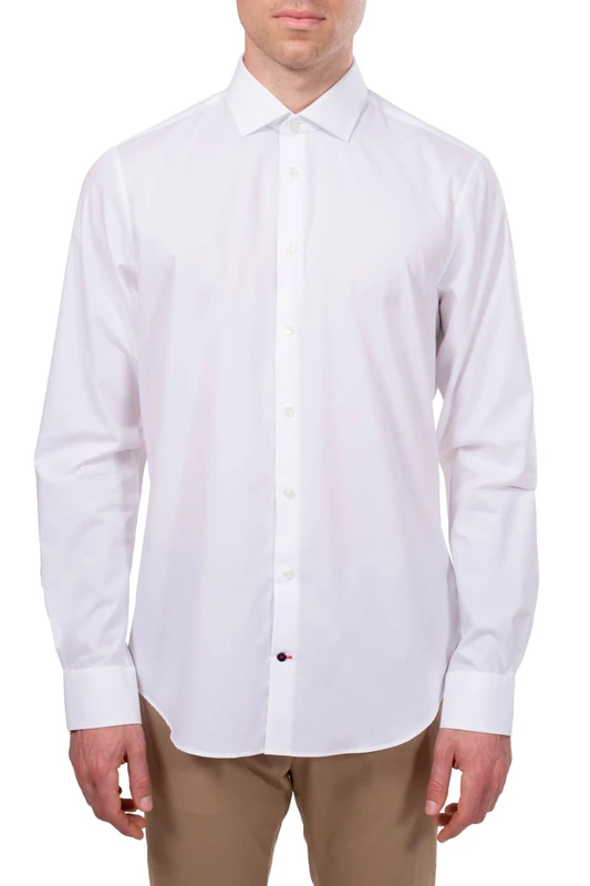 Tommy Hilfiger - Mens Shirts - Shirts Men Formal - Slim Fit Shirt - Men's Core Stretch Poplin Slim Fit Business Shirt - White - Size 40 - Image 1