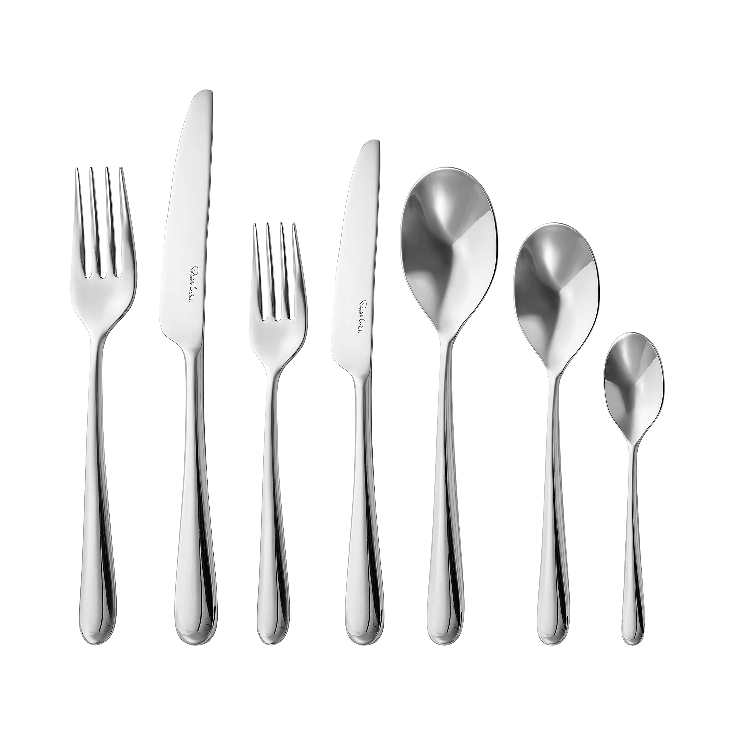 Robert Welch Kingham Bright, 42 Piece Cutlery Set for 6 People. Made from Stainless Steel. Dishwasher Safe.