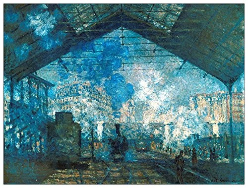 ArtPlaza Monet Claude-The station Saint-Lazare Decorative Panel, Wood, Multi-Colour, 80 x 1.8 x 60 cm
