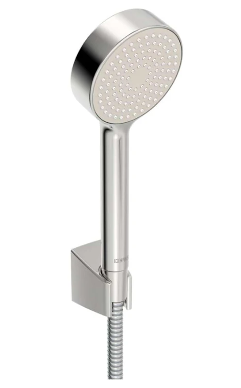 Hansa Shower/Shower Head 1 Jet Hand Shower Head + Shower Hose + Holder) for Bath Set Basic Jet Battery – 95 mm Anti Lime Scale Shower Head, Hose Length: 150 cm