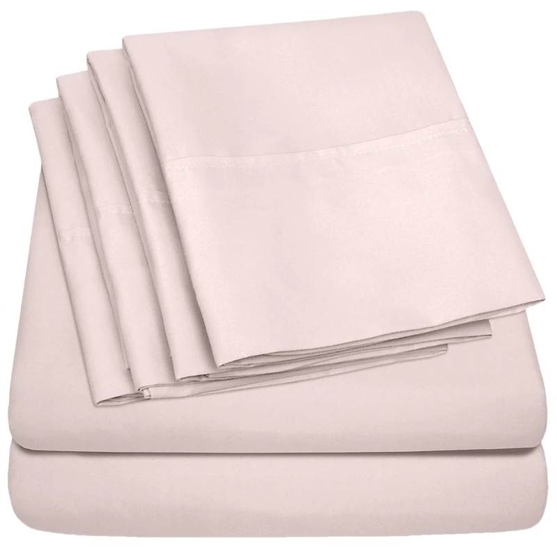 6 Piece Bed Sheet Set, King, Pale Pink