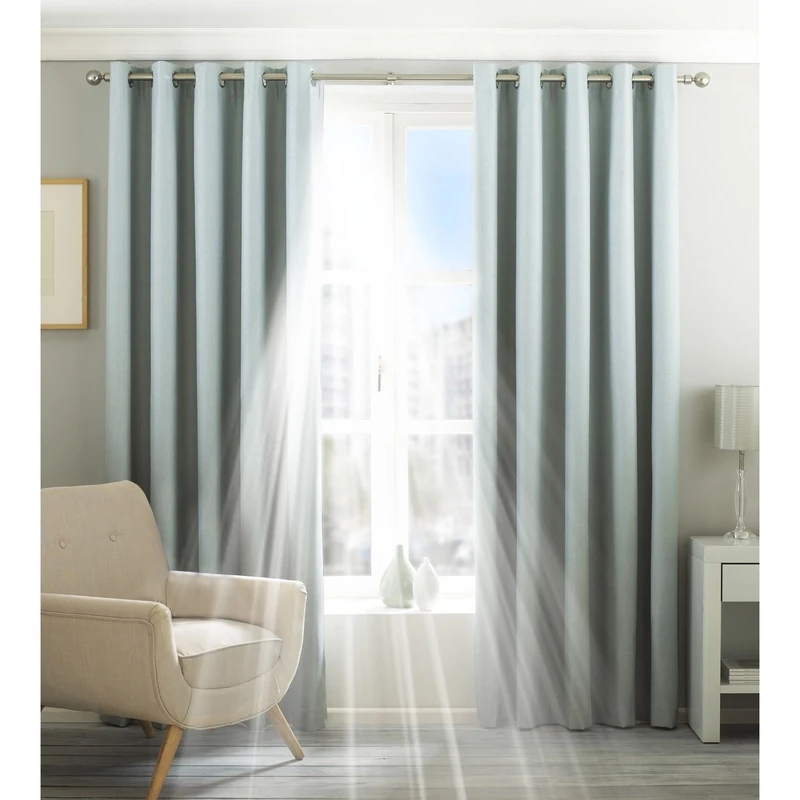 Riva Home Eclipse Blackout Eyelet Curtains, Polyester, Duck Egg, 168 x 229cm, Duck Egg Blue