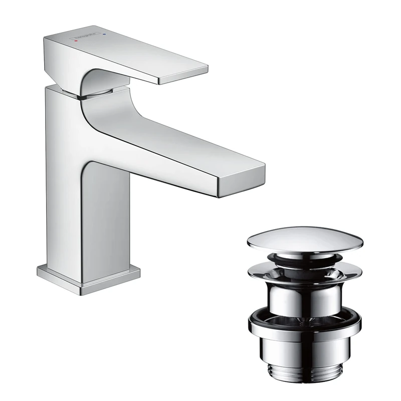 hansgrohe Metropol Basin Mixer Tap 100 with lever handle for cloakroom basins with push-open waste, chrome, 32500000