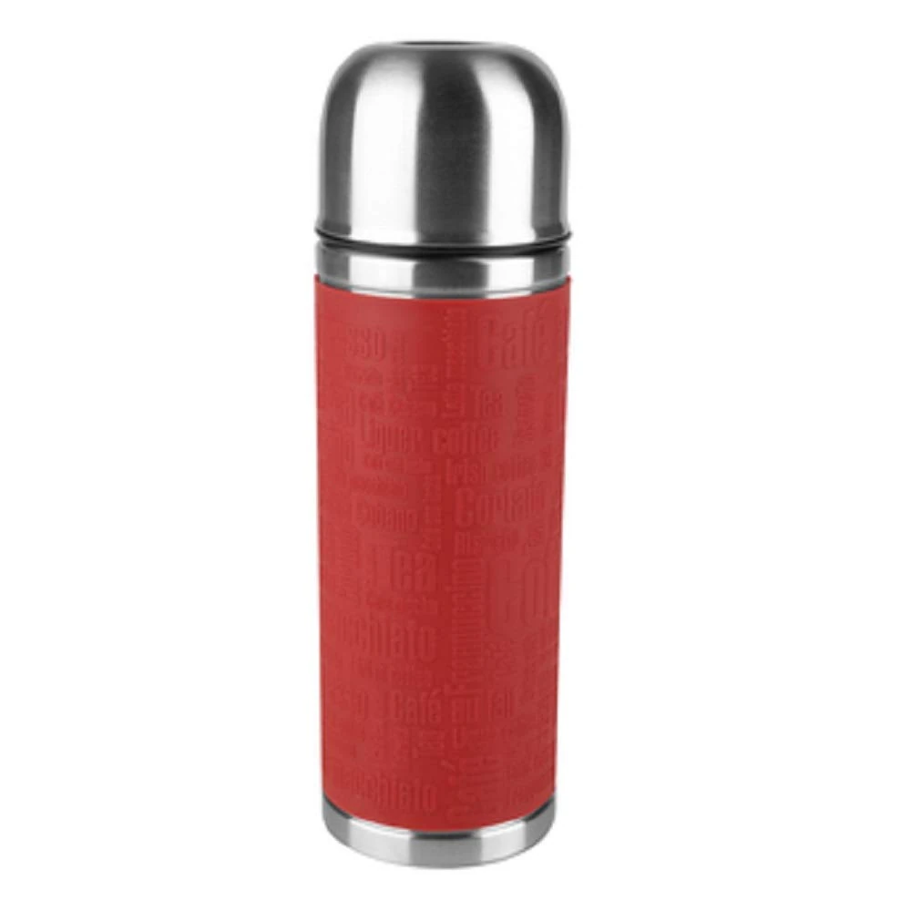 Tefal Senator Silicone Vacuum Flask, Stainless Steel, Red, 9.5 x 9.5 x 30 cm