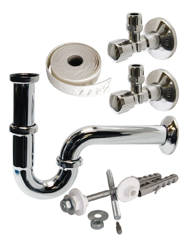 Sanitop-Wingenroth 22313 3 Schell Installation Set for washbasin mounting 4 inch x 32 mm, Chrome-Plated Metal, 1 1/4 Zoll x 32mm