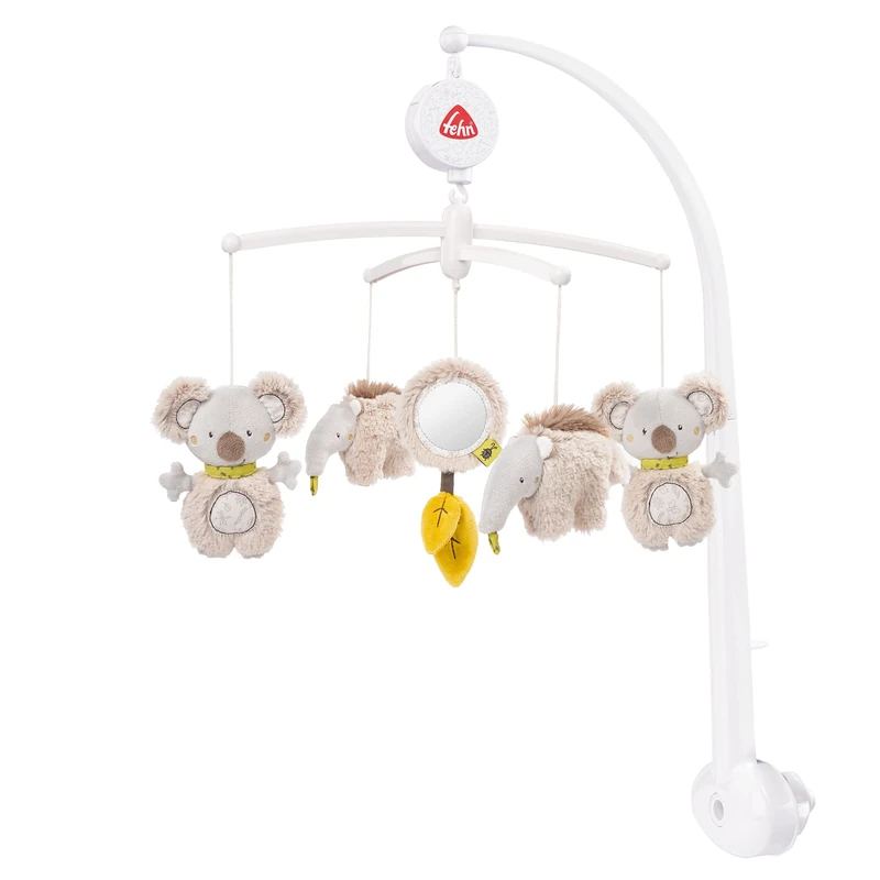 Fehn 064070 Australia Musical Mobile – Music Box Mobile with Cute Little Animals in Soft Grey – Melody of "Brahms Lullaby" – for Babies Up to 5 Months – Height : 65 cm, Diameter 40 cm - Image 1