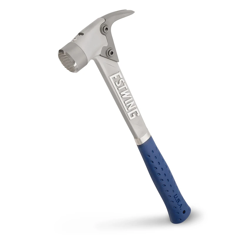 Estwing AL-PRO Aluminum Framing Hammer Straight Rip Claw with Milled Face & Shock Reduction Grip - ALBLM,Silver,14 oz