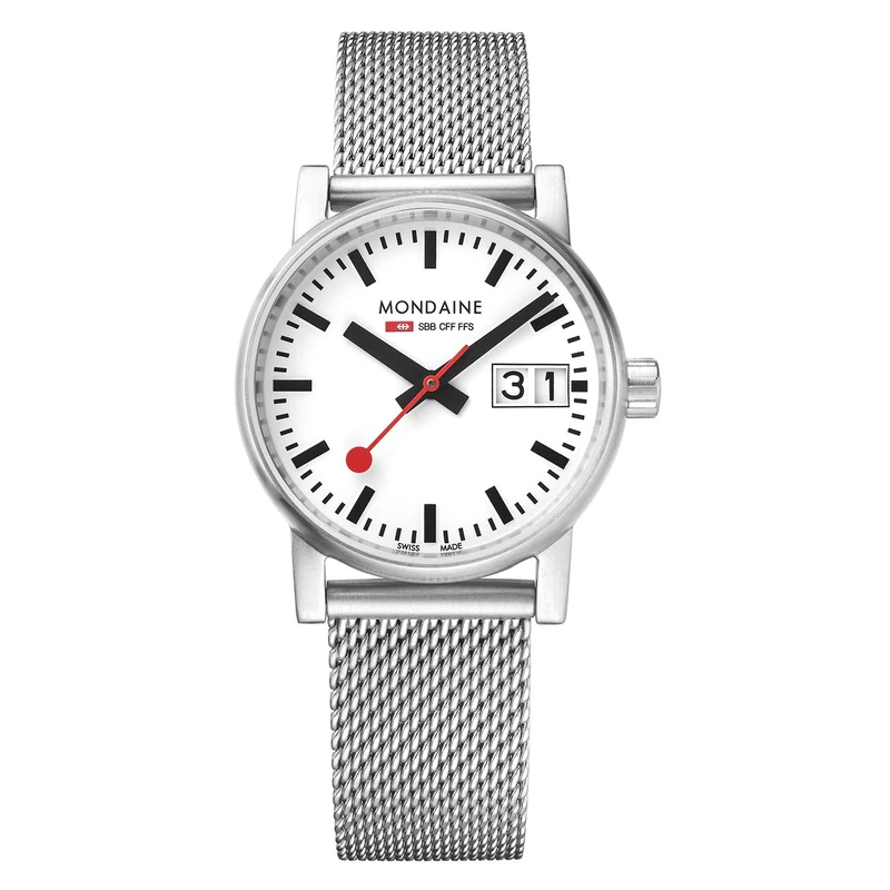 Mondaine - Evo2 MSE.30210.SM Womens Watch 30mm - Official Swiss Railways Wrist Watch Date Function Silver Steel Strap - 30m Water Resistant - Sapphire Crystal - Watches for Men and Women - Image 1