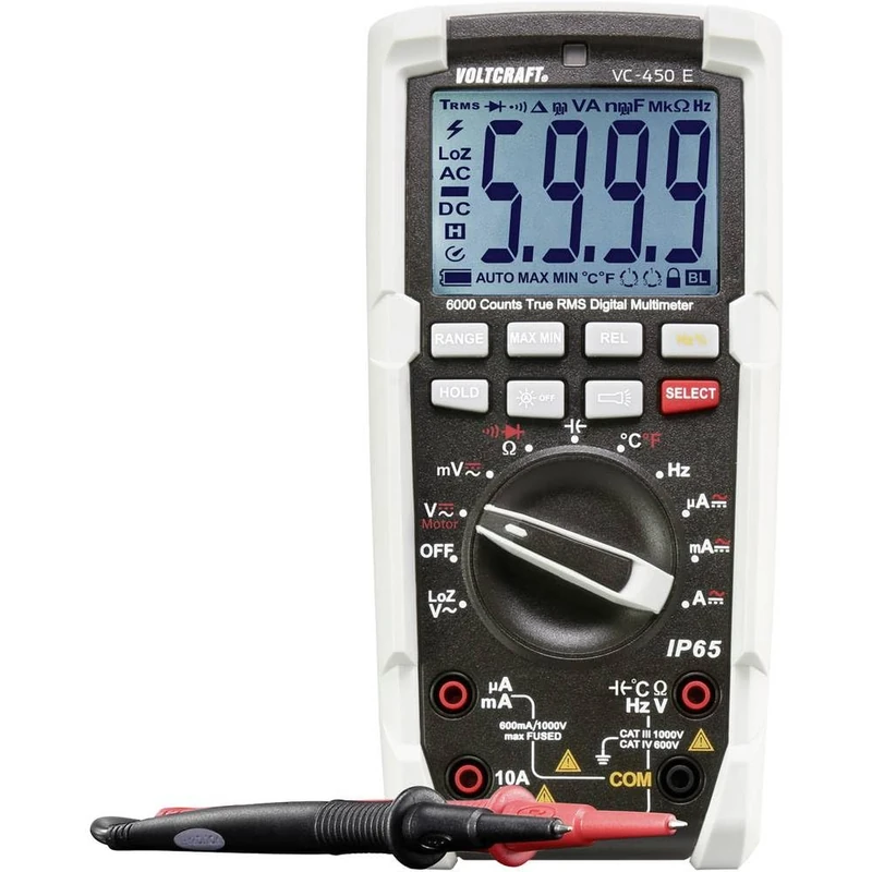 VOLTCRAFT VC-450 E Handheld Multimeter Digital Jet Water Proof (IP65) CAT III 1000 V, CAT IV 600 V Display (Counts):