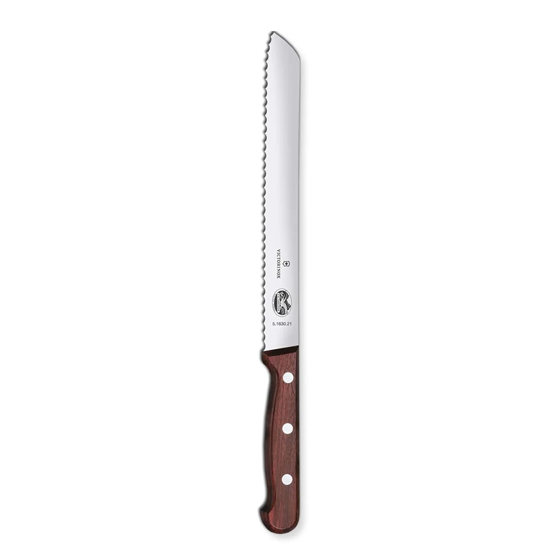 Victorinox Wood Bread knife, Wavy edge, Extra Sharp, Stainless Steel, Blade, 21 cm, Noble Wood Handle, Brown