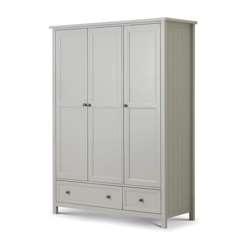 Julian Bowen Maine 3 Door Combination Wardrobe, Dove Grey