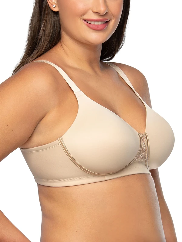 Vanity Fair Women's Full Figure Beauty Back Smoothing Bra, 4 Way Stretch Fabric, Lightly Lined Cups Up to H, Opaque, Wirefree-Beige, 36D