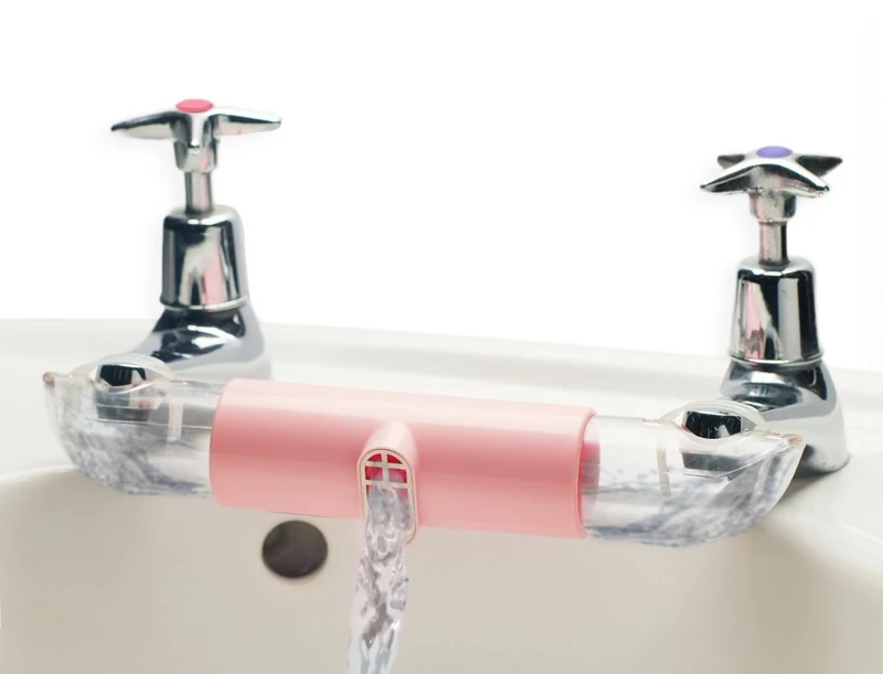 Adaptor for Sinks with Separate TAPS, for Mixing hot and Cold Water in Kitchen & Bathroom. This Connector Helps Save Water (rosa)