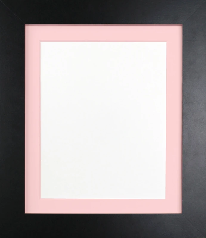 FRAMES BY POST 39mm Black Photo Picture Poster Frame with Pink Mount 60 x 80cm For Pic Size 50 x 70cm (Plastic Glass)