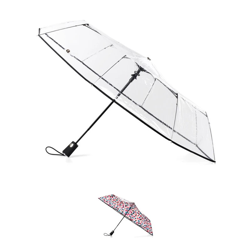 Totes Clear Canopy Automatic Open Foldable Umbrella, Black, One Size, Ultra Clear Auto Open Umbrella