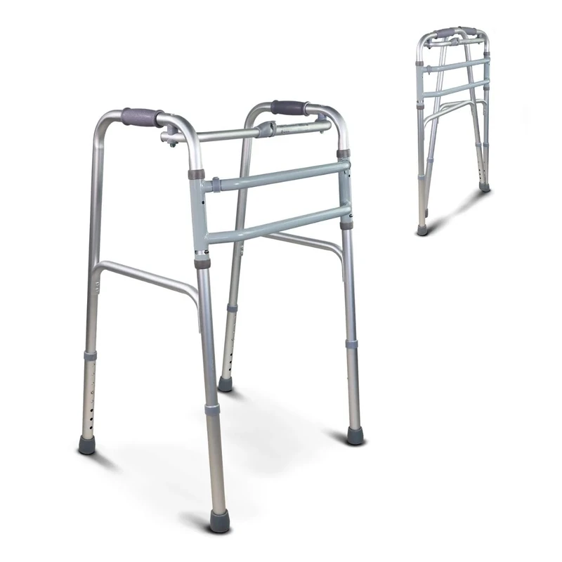 Mobiclinic®, Mezquita Model, Folding Walking Frame, Walker for Seniors and Handicapped, Walking Aid, Without Wheels, Ultralight Aluminium, Mobility Assistance, Ergonomic Handles Adjustable Height