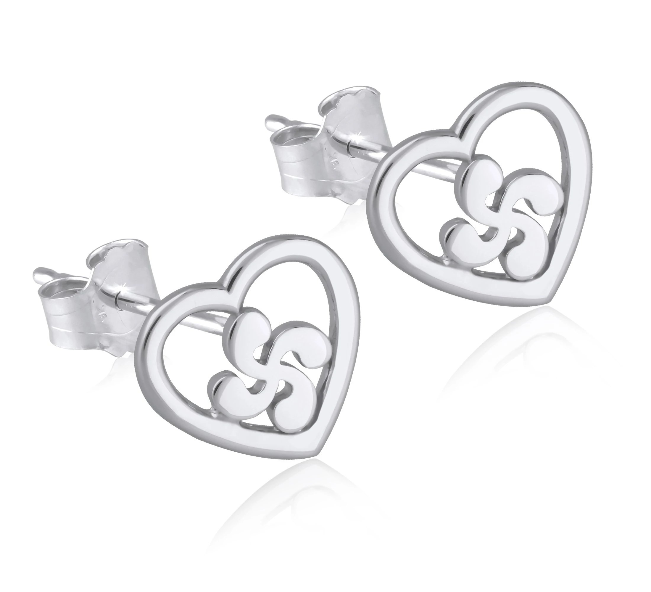 Talisman Jewellery-Earrings-Lauburu-Basque Cross-Heart-Sterling silver-Woman
