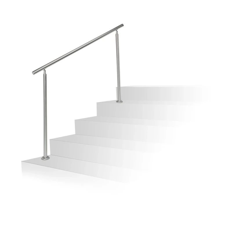 Relaxdays Stainless Steel Handrail Set, for Indoors and Outdoors, Bannister, 1.5 m Long, 2 Posts, No Crossbars, Silver
