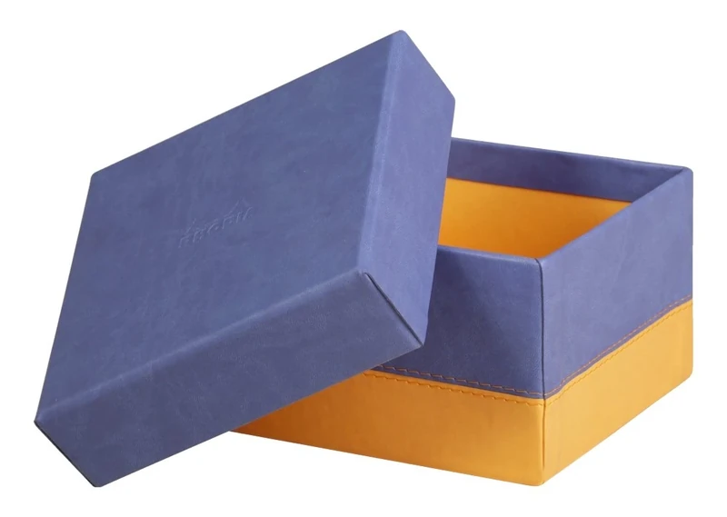 RHODIA 318888C - Set of 5 Sapphire Nesting Boxes - Orange Saddle Stitching - Faux Leather Exterior - Rhodiarama Home Office Collection - Office Organization & Designer Storage