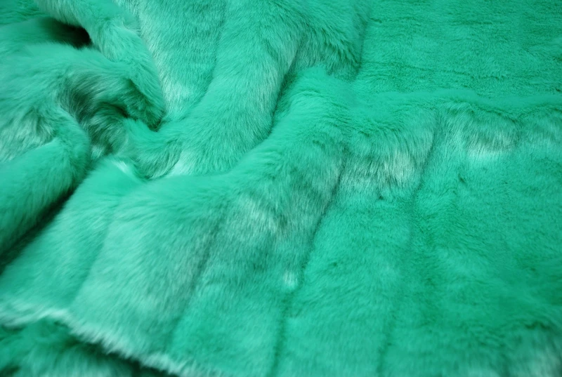 CRS Fur Fabrics Super Luxury Faux Fur Fabric Material - PLUSH SEA GREEN PELT