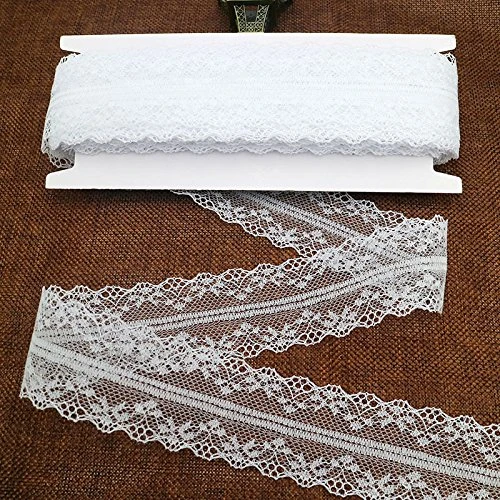 jijAcraft 20Yard White Lace Trim Ribbon: 4CM Vintage Trimming Ribbon Lace Trim for Craft, Clothing Accessories, Wedding Decoration, Bouquet & Gift Wrapping