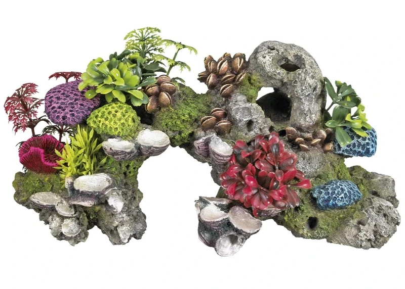 Nobby Aqua Ornaments 28569 Stone with Coral and Plants