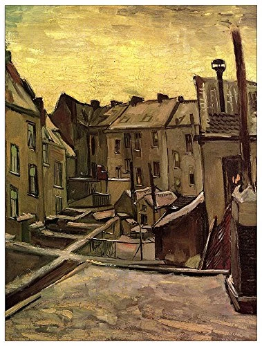 ArtPlaza Van Gogh Vincent-Backyards of Old Houses in Antwerp in the Snow Decorative Panel, Wood, Multi-Colour, 60 x 1.8 x 80 cm