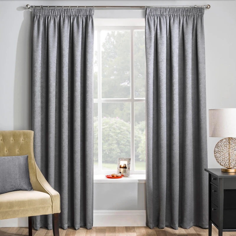 Enhanced Living Matrix Grey Silver Curtains for Living Room - 90x54 inch (229x137 cm) - Tape Top Noise Reducing Thermal Curtains for Bedroom - 2 x Curtain Panels - Image 1