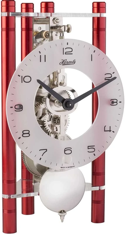 Hermle Table Clock, Aluminium, red, 19,5cm x 11cm x 9cm