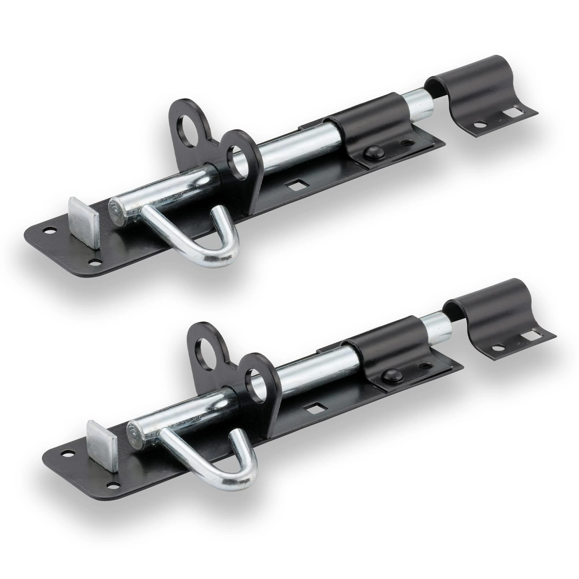 XFORT® 2 Pack Brenton Strong Sliding Lockable Padbolt 150mm (6") Ideal for use with Shed Doors, Gates and Outhouse Doors (150mm, Black)