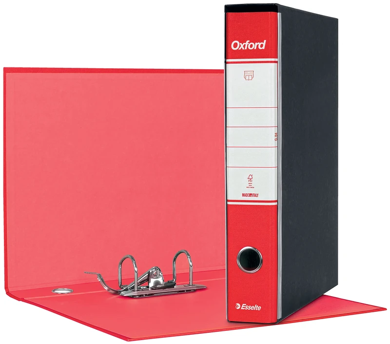 Esselte Oxford G84 Recorder with Case, with Lever Mechanism No.1 in Protocol Format (23 x 33 cm) with 5 cm Spine, Red, Pack of 8 Pieces, 390784160 - Image 1