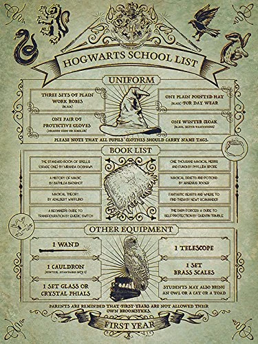 Pyramid International HARRY POTTER Canvas Print Hogwarts School List 60cm x 80cm - Official Merchandise
