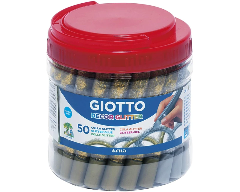 GIOTTO Decor Glitter Glue Pens 50 Pieces Silver & Gold